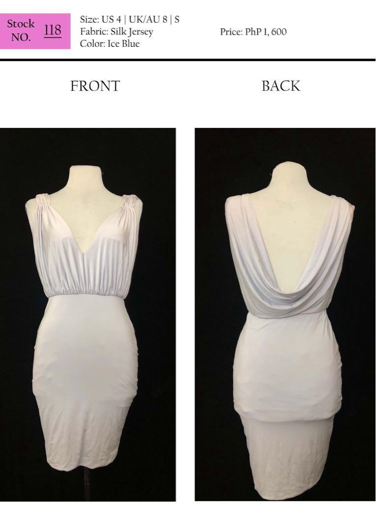 Repriced Ice Blue Cowl Back Short Dress Women S Fashion Clothes