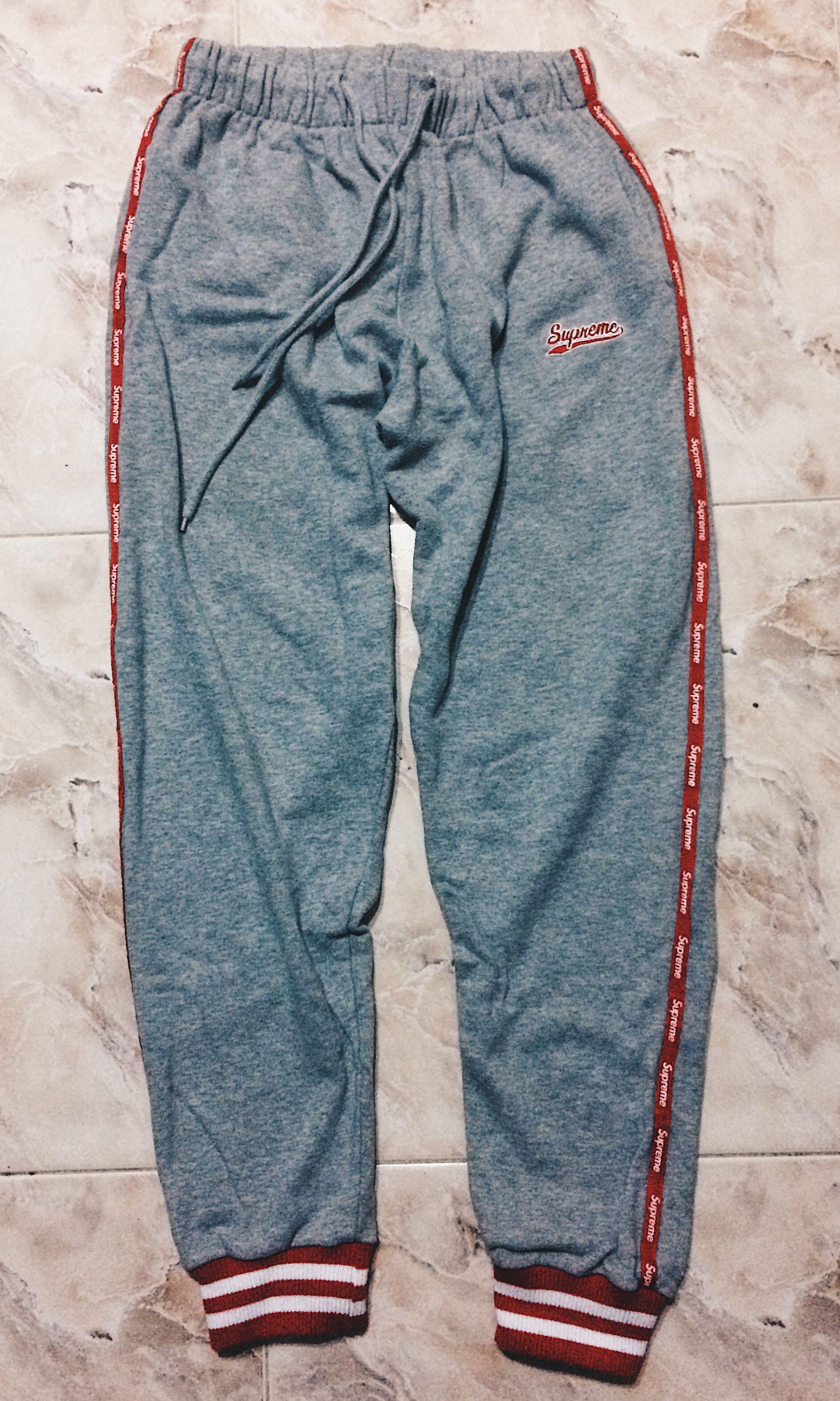 grey supreme sweatpants
