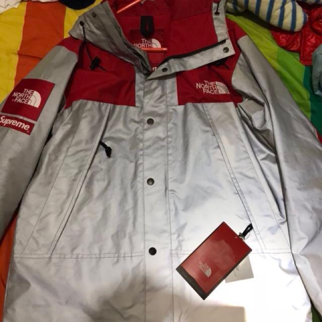 supreme north face jacket silver