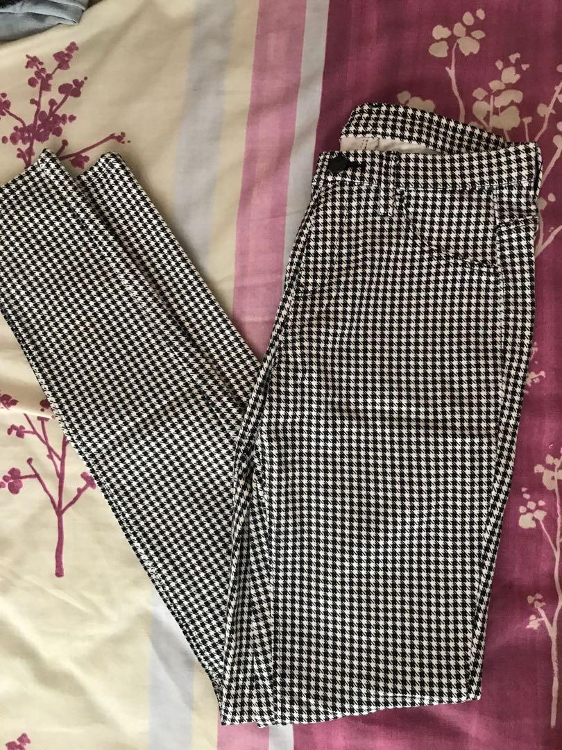 pink and white plaid pants