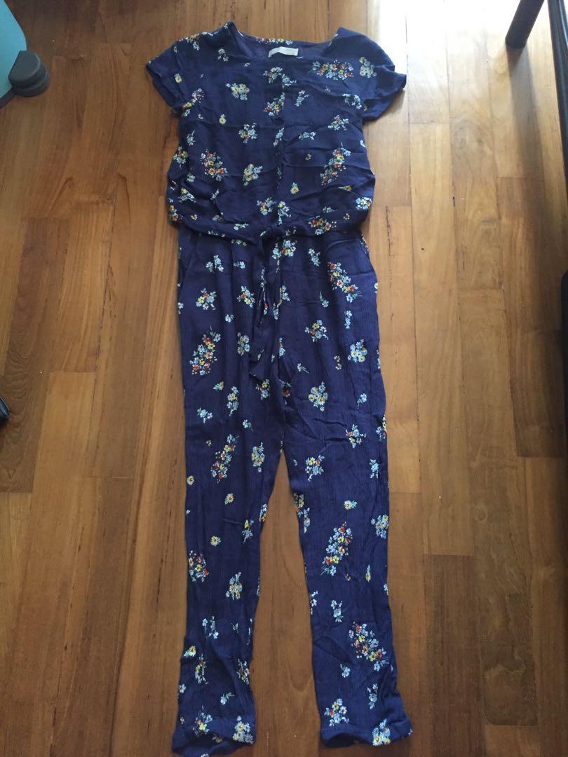 one shoulder blue jumpsuit