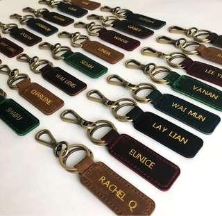 Gift Emboss Keychain Full Leather Accessories Travel Personalised Customised Car Door Key School