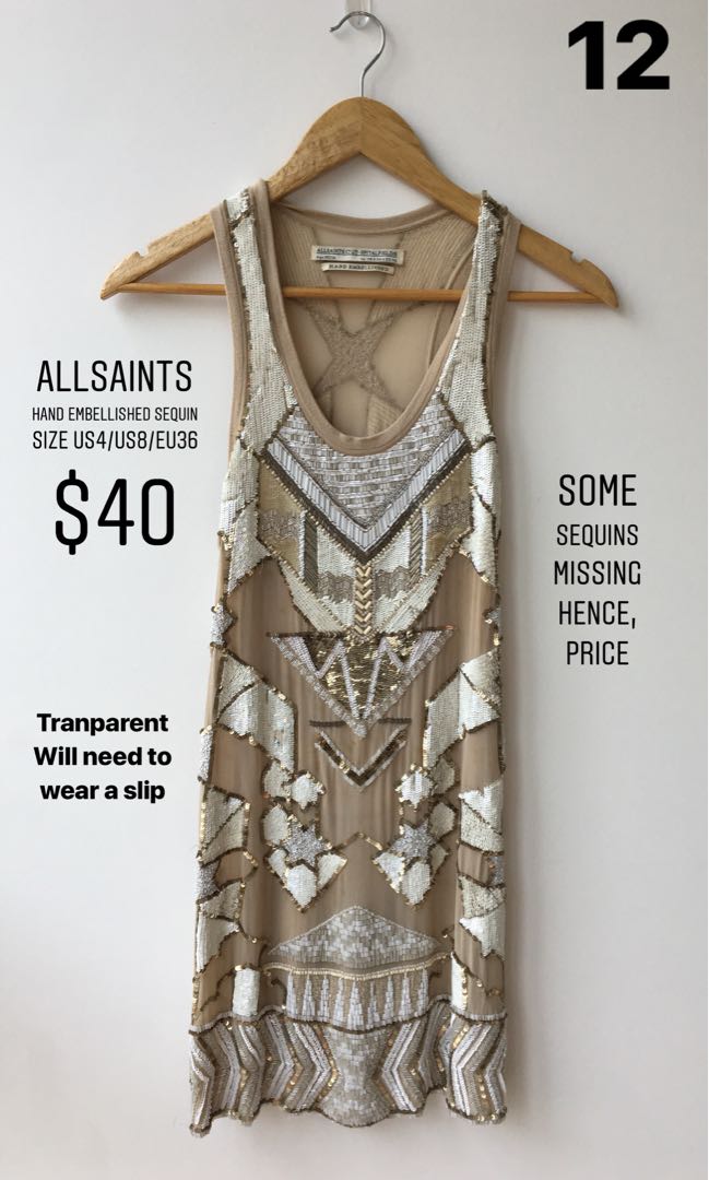all saints embellished dress