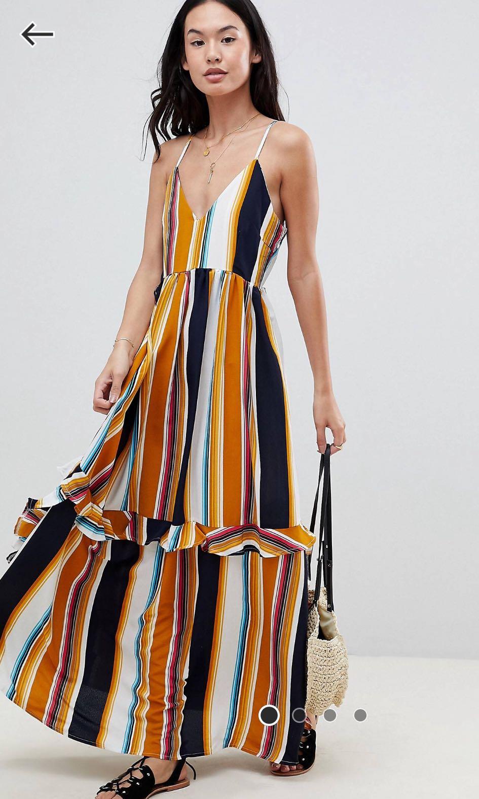 lace up ruffle maxi dress
