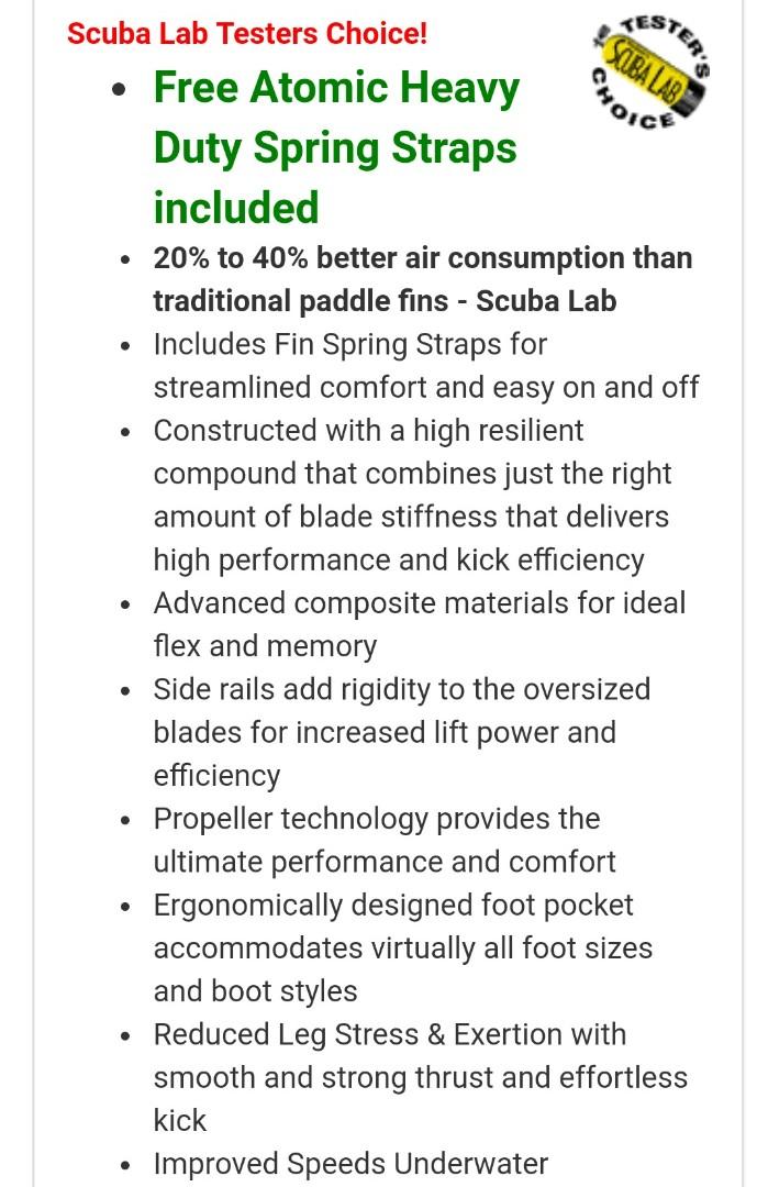 Atomic Aquatics Split Fins Smoke on the Water, 運動產品, 其他運動配件 Carousell