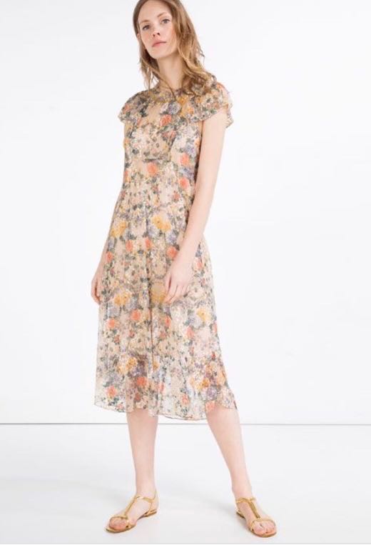 BN Zara Floral Pastel Lace Midi Dress 