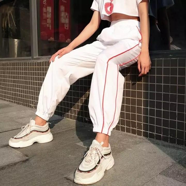 INSTOCKS white stripe sweatpants joggers comfy loose essential