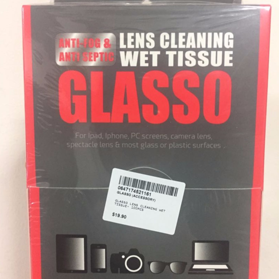 GLASSO Lens cleaning wet tissue, Computers & Tech, Parts & Accessories