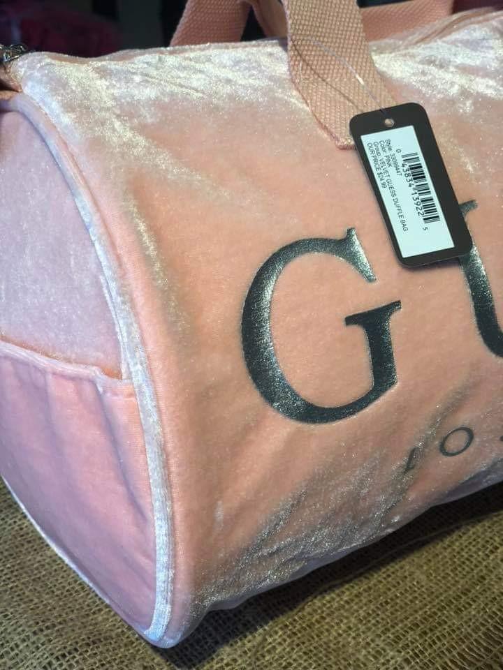 Guess Velvet Duffle Bag Pink 15x11x8