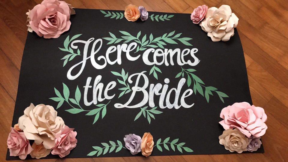Here comes the bride signage board, Hobbies & Toys, Stationery & Craft