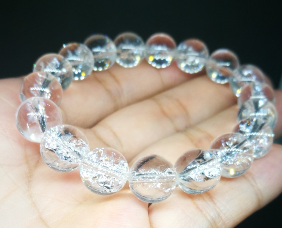 Himalaya Rainbow White Natural Crystal Quartz Bracelet 10mm