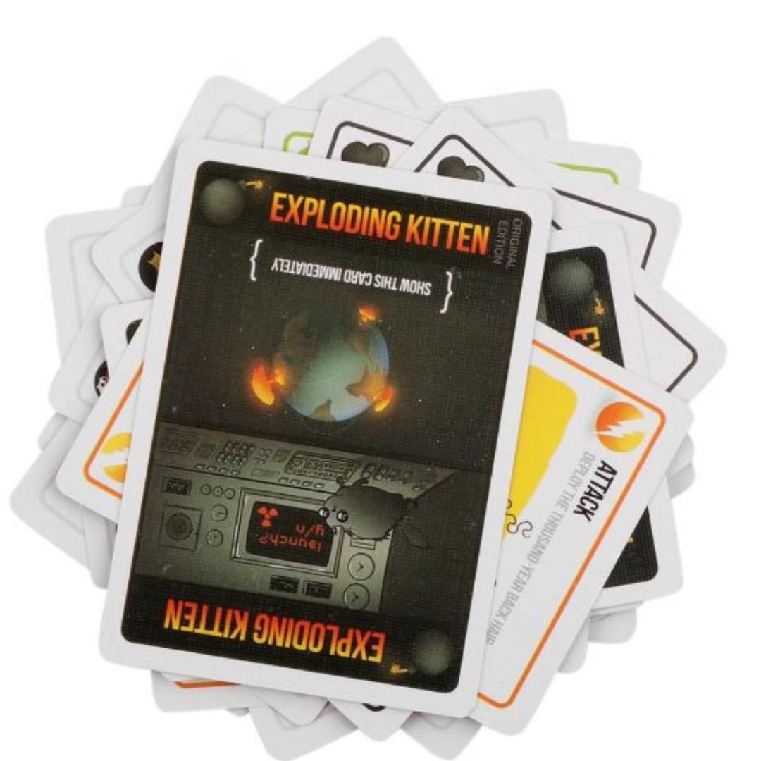 Imploding Exploding Kittens Card (Category: Toys & Games) located in Seri Kembangan. Submitted by carrie_si (Listing ID 203646917, Image 1). Description: Material: paper card RM20 for exploding kitten (different size with imploding) RM20 for imploding kitten (different size with exploding) RM15 for streaking kitten Size: 165*145*40mm/6.5*5.71*1.57" Weight: 211g Style: Red, Black, Expansion.