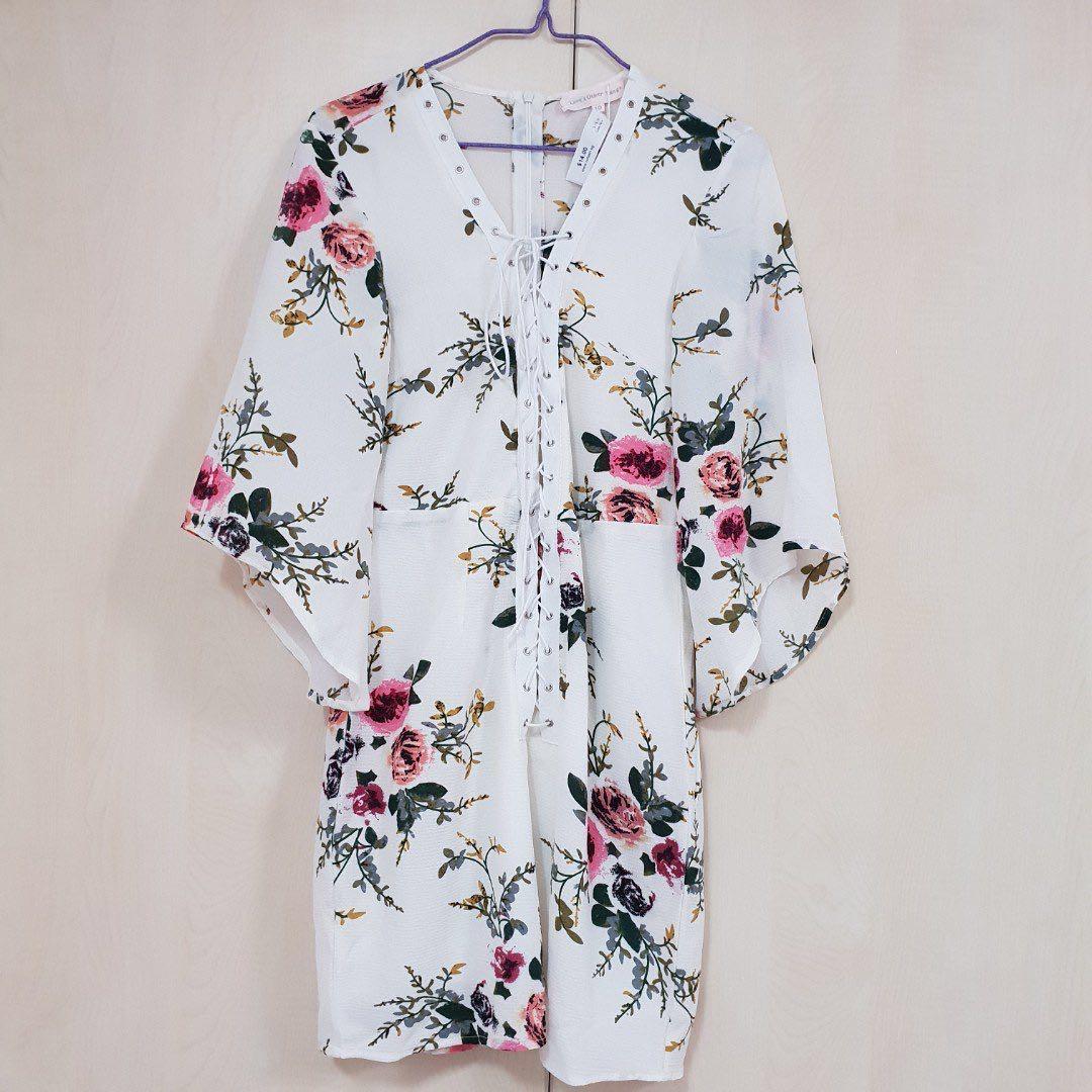 Love Other Things Lace Up Floral Dress Women S Fashion Clothes