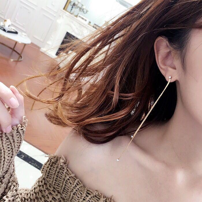 Long thin gold deals earrings
