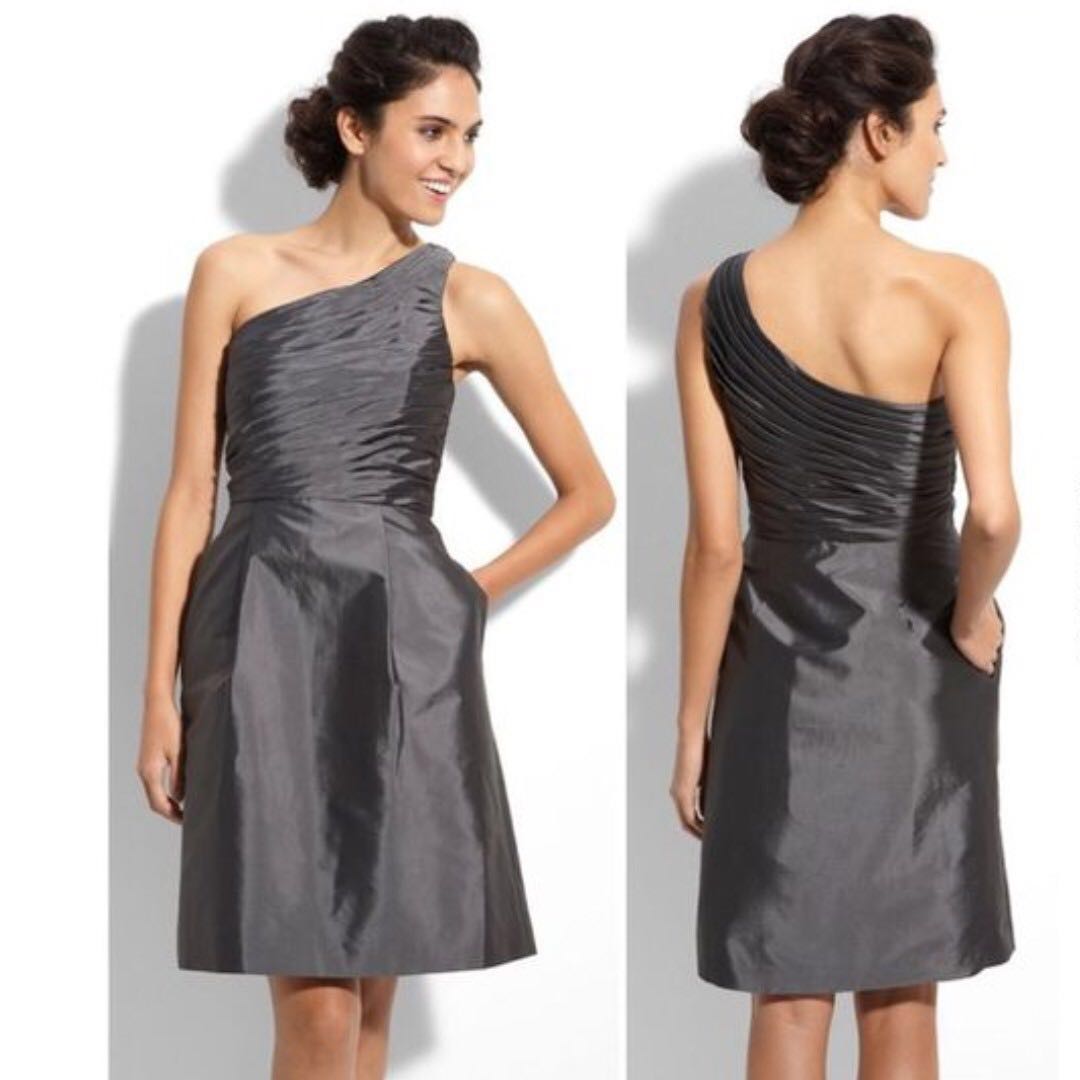Ml Monique Lhuillier One Shoulder Black Dress