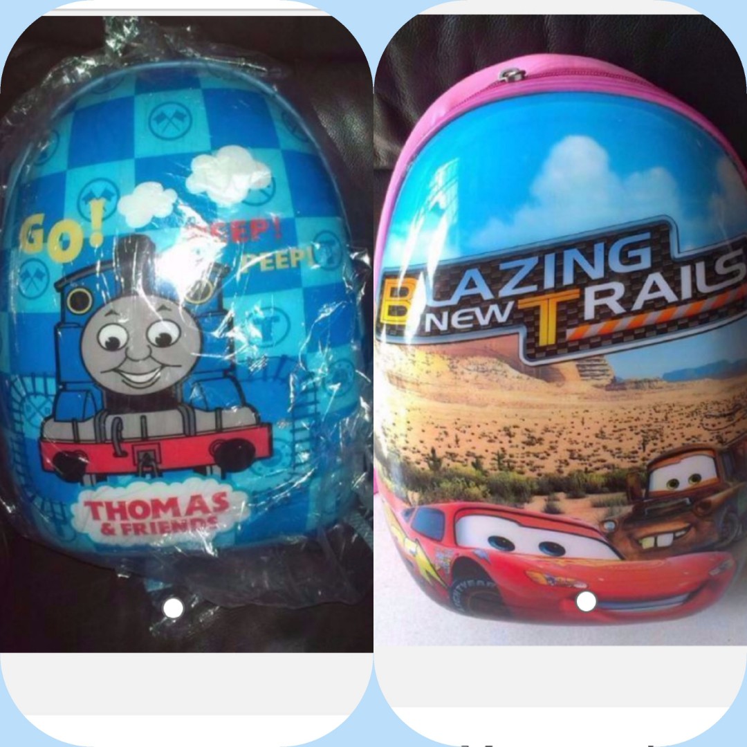 New Thomas and Friends hard shell backpack. Used Lightning Mcqueen hard  shell backpack. ?, Luxury, Bags & Wallets on Carousell