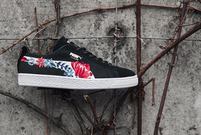 Puma suede floral black Women s Fashion Footwear Sneakers on Carousell