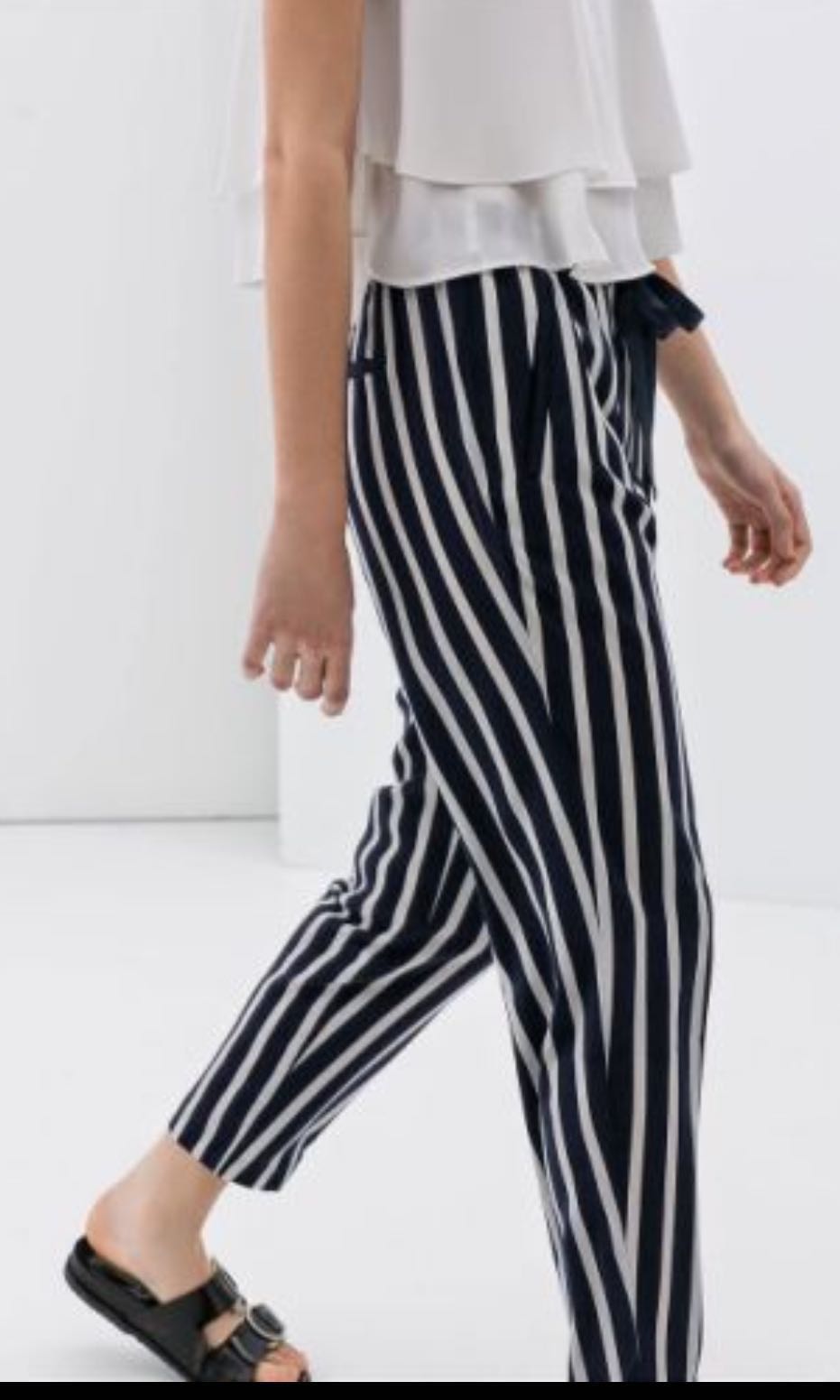 Zara blue and outlet white striped pants