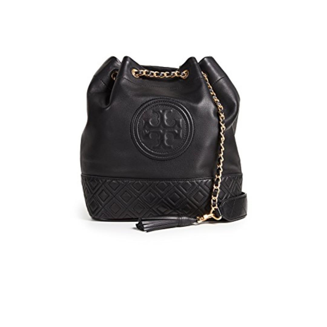 tory burch black bucket bag