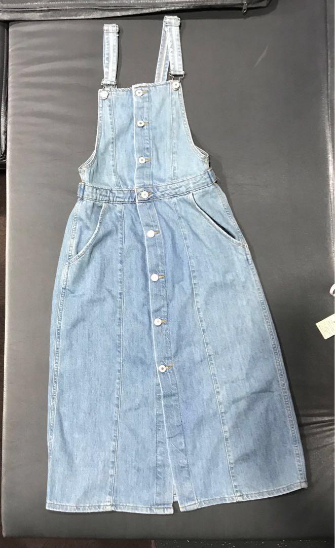 denim pinafore dress zara DENIM PINAFORE DRESS AND KNICKERS - Mid-blue