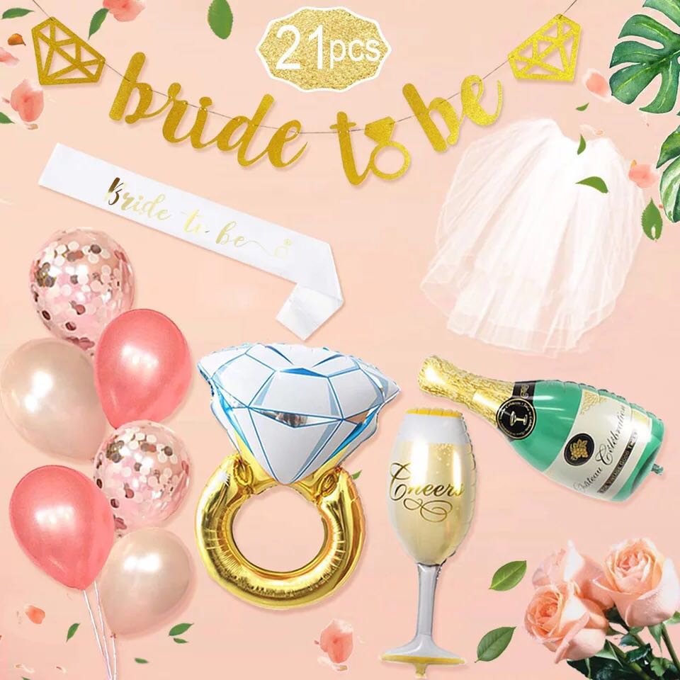 21 Pieces Bridal Shower Bachelorette Party Balloon Wall Decoration