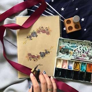 Floral border A5 limited edition notebooks