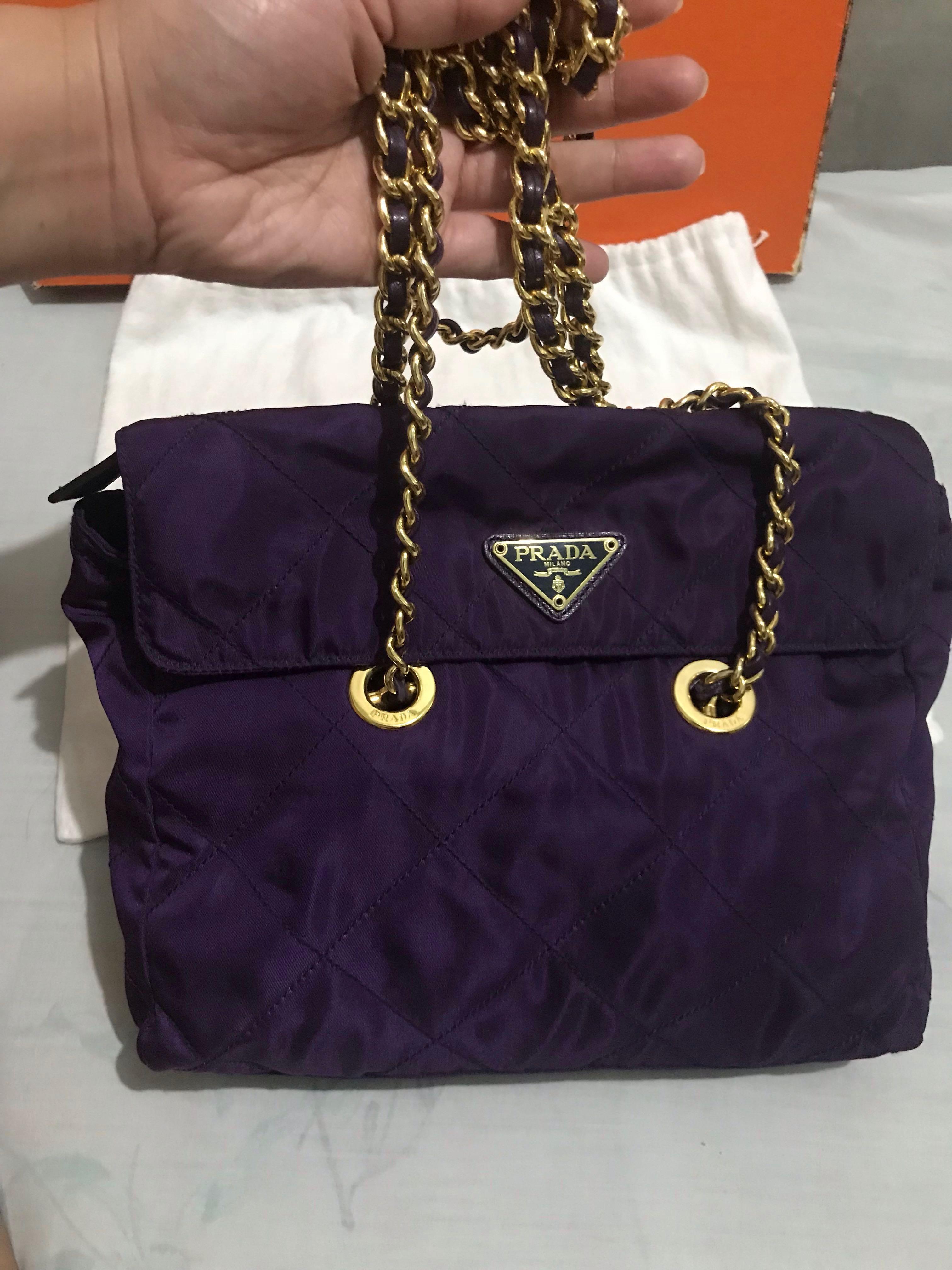 Authentic Prada Quilted Nylon Chain Bag, Women's Fashion, Bags & Wallets,  Cross-body Bags on Carousell