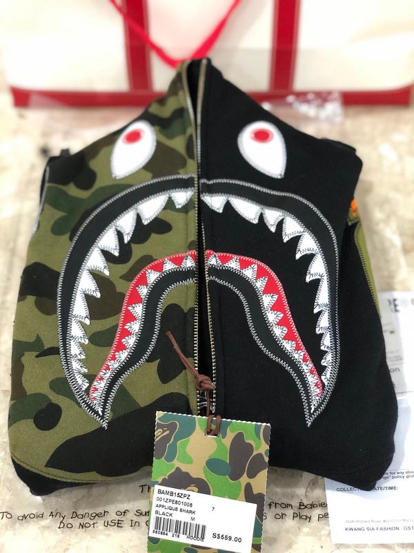 Bape applique shark hoodie best sale