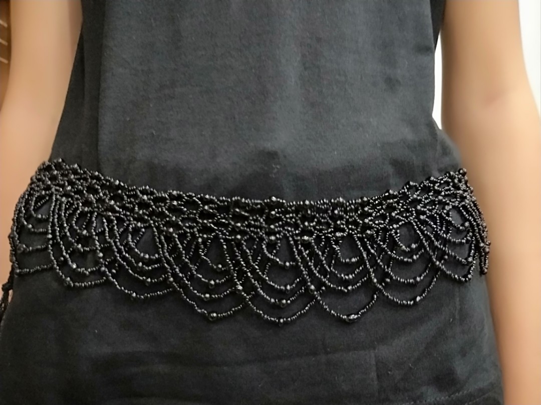Black beaded belt top