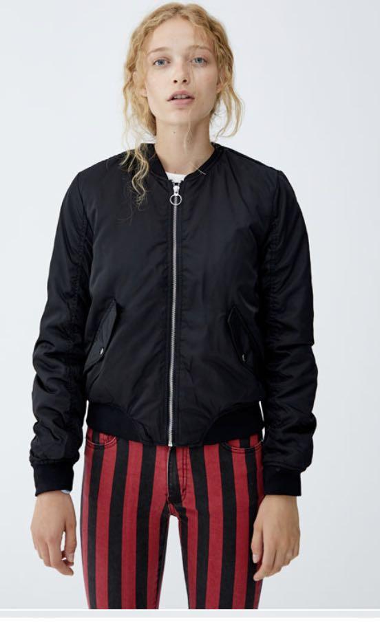 Pull&bear bomber cheap jacket in black