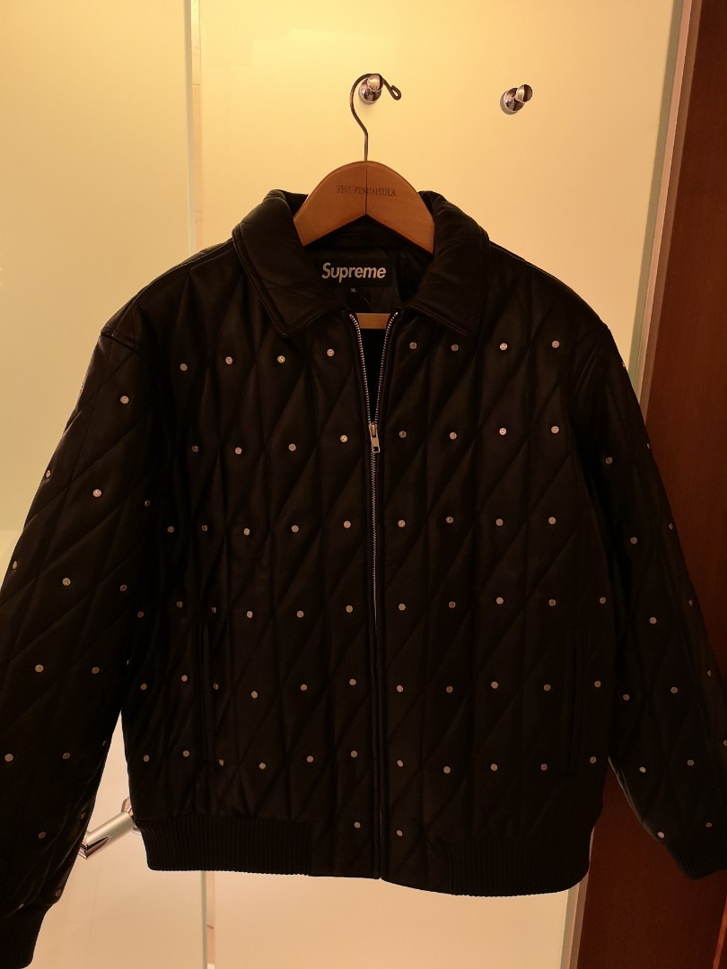 Supreme quilted clearance studded leather jacket