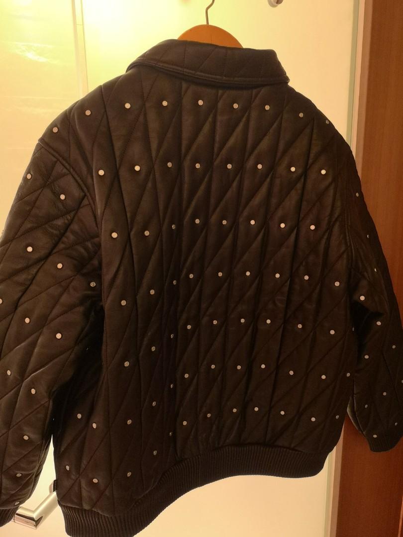 Quilted studded outlet leather jacket