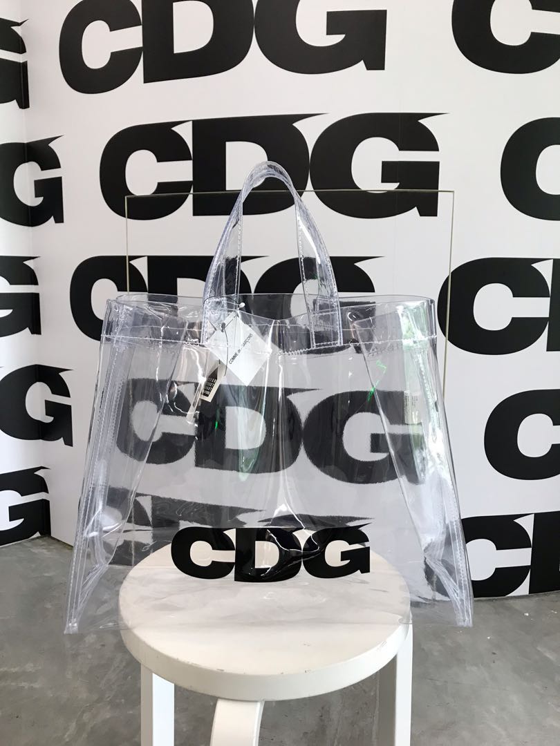 Cdg transparent pvc tote bag store