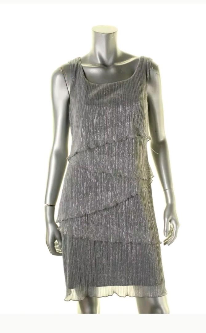 silver metallic cocktail dress