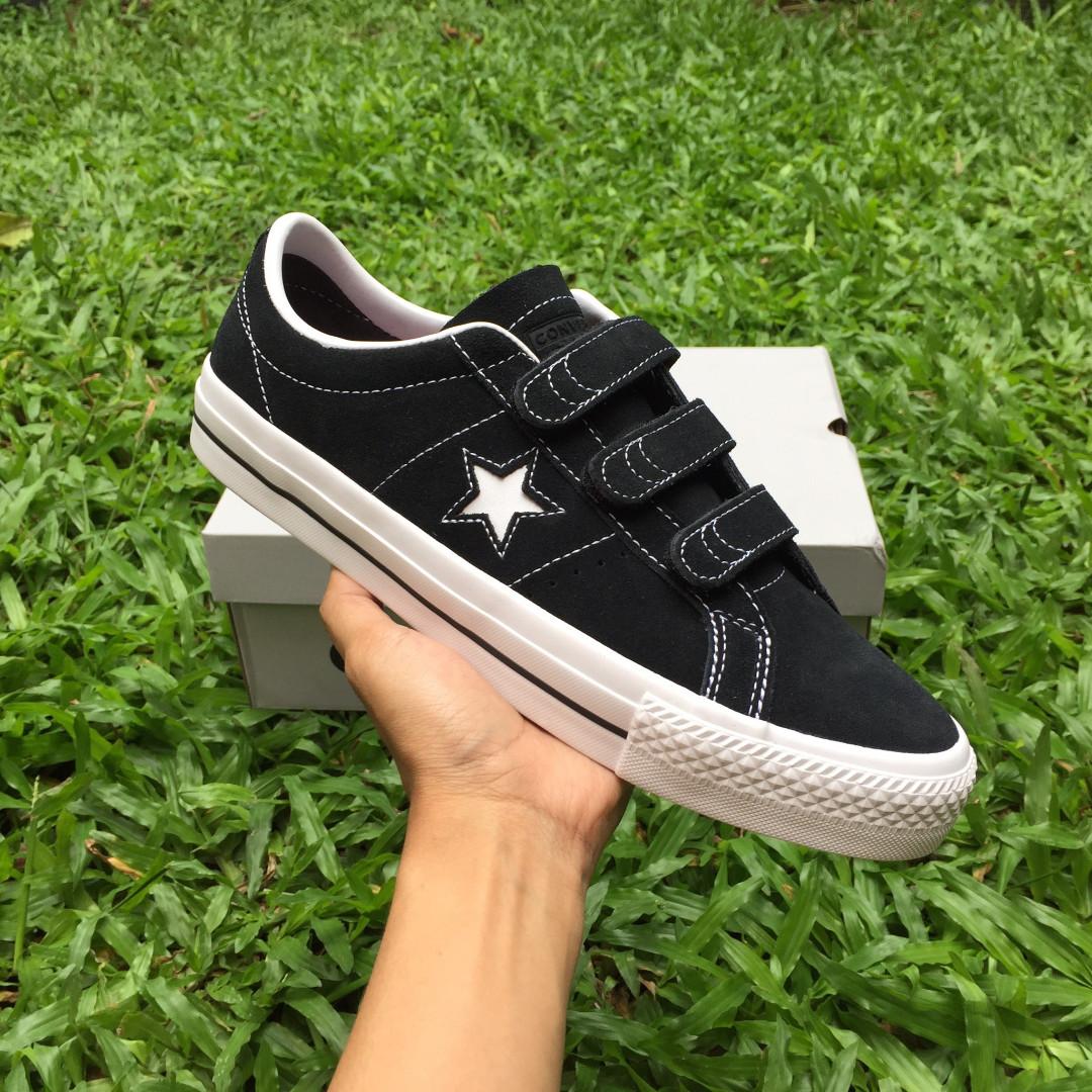 converse one star pro 3v ox black & white shoes