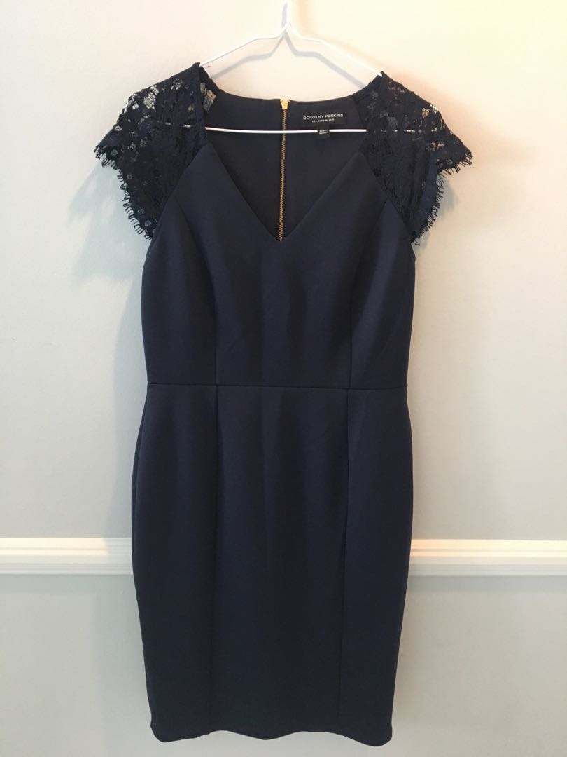 dark blue knee length dress
