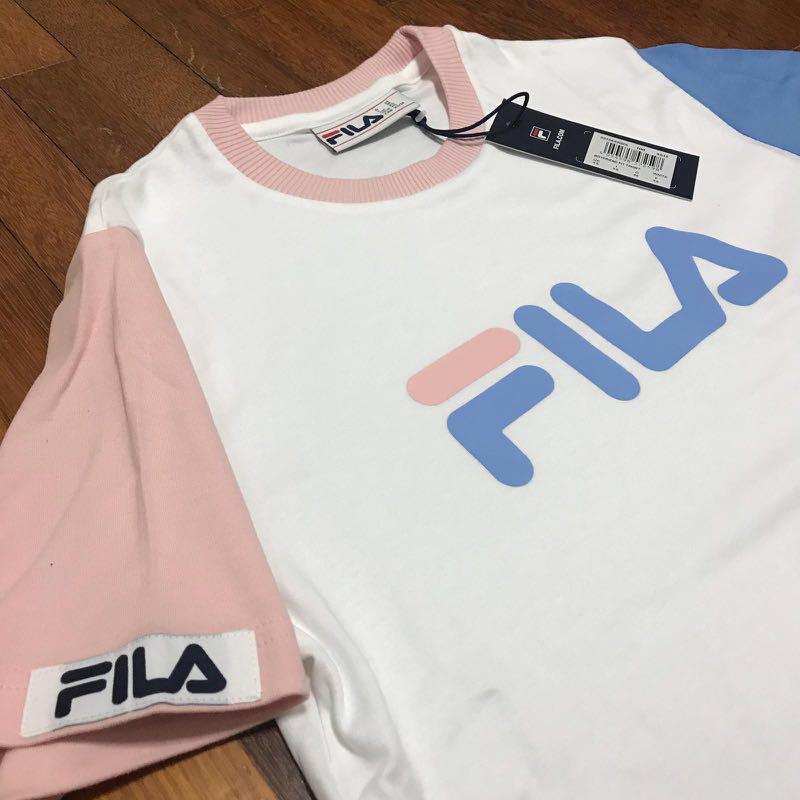 pink and blue fila