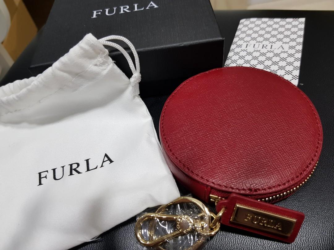Furla Coin Pouch Wallet Maroon Red Furla Classic Keycase Women s Fashion Bags Wallets Purses Pouches on Carousell