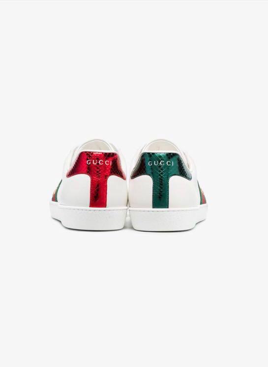 Gucci Ace Watersnake-Trimmed 
