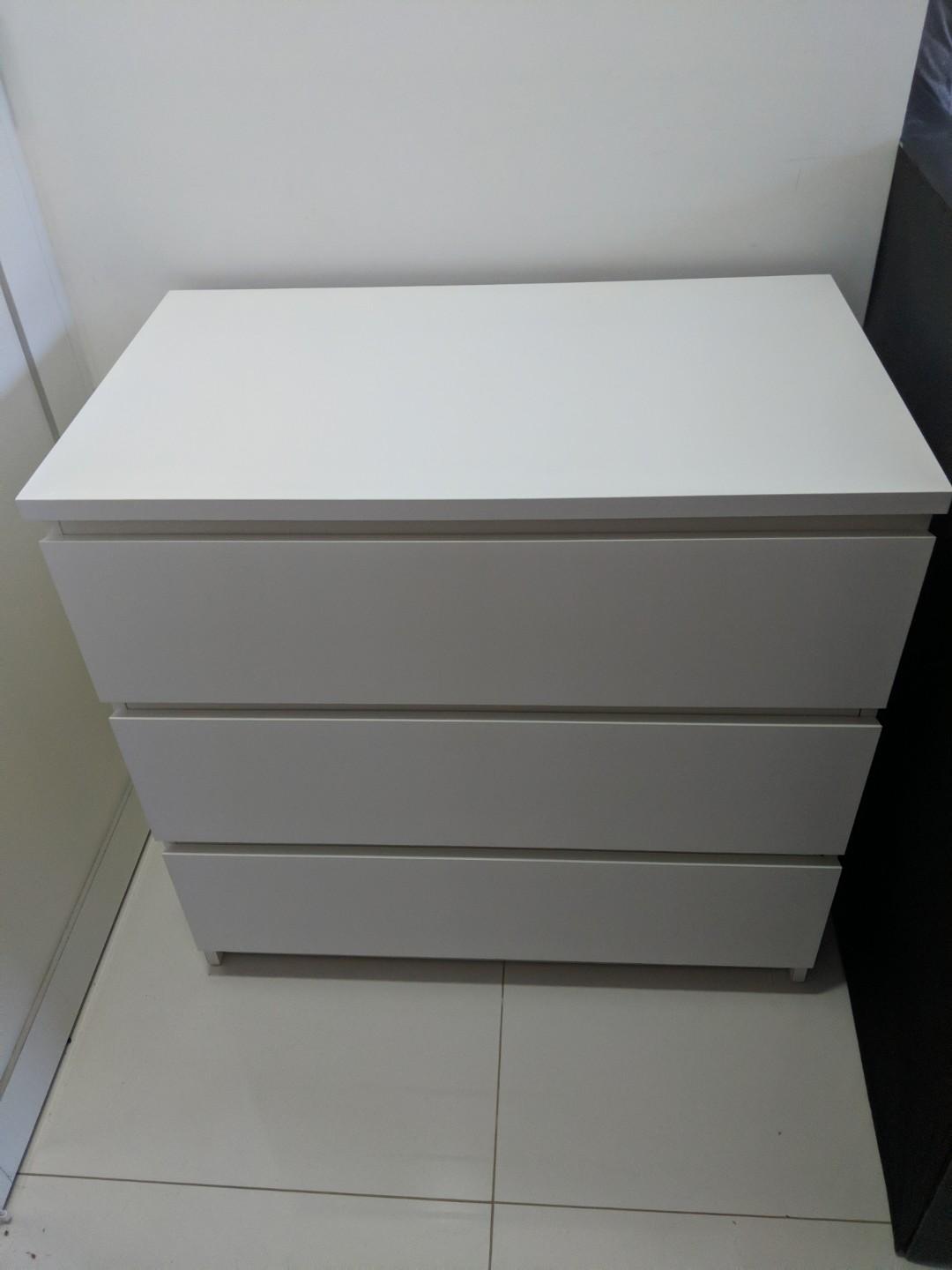 Ikea Malm 3 Drawer White Furniture Shelves Drawers On Carousell