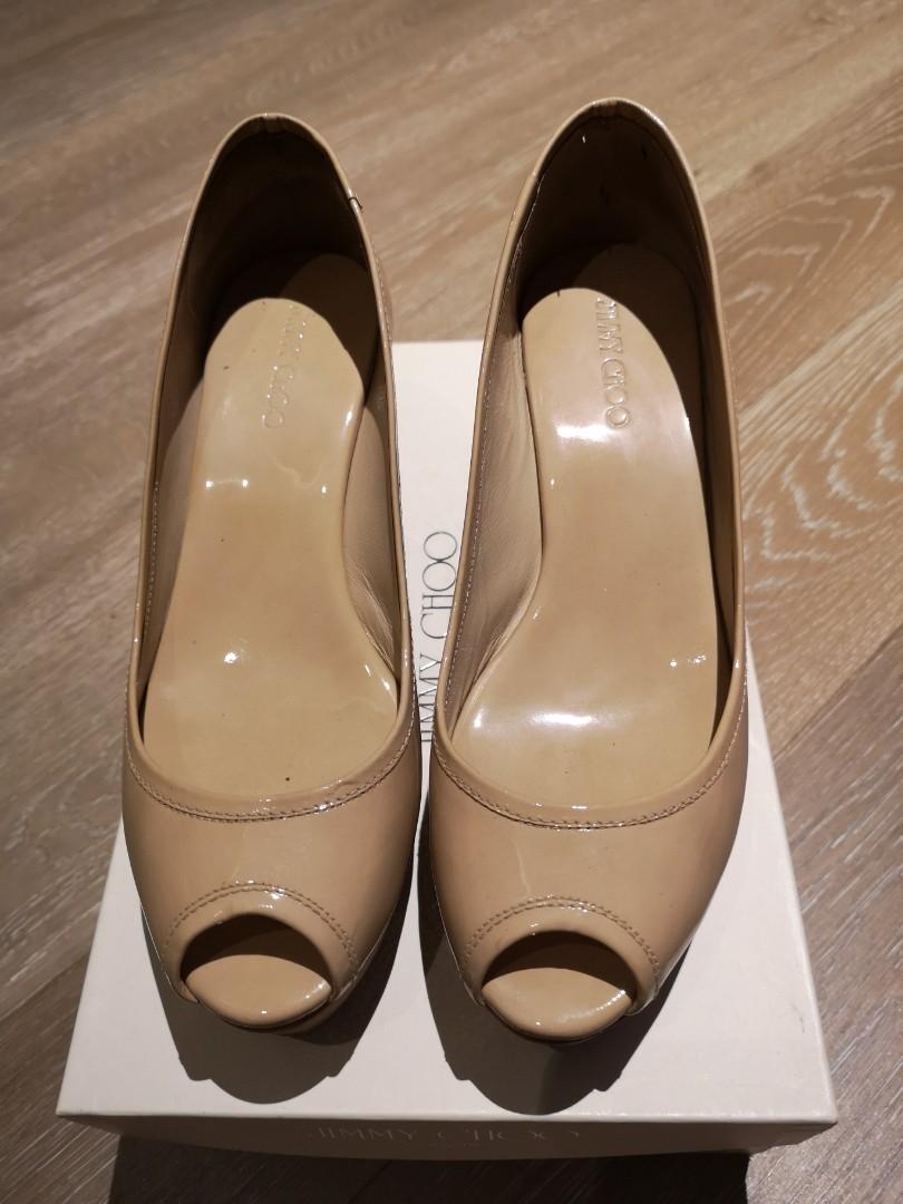 jimmy choo tan wedges