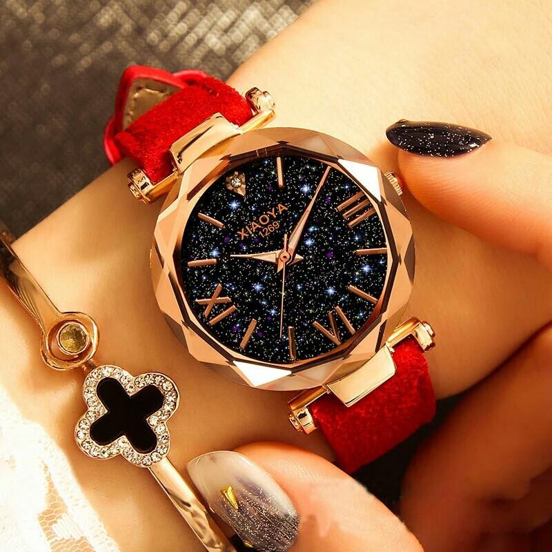 CNY Free mail BNIP Red Roman Watch Ladies Women Sparkly Casual Fashion Leather Black Qoo10 Cheap Beautiful Pretty Girly Feminine Watches Accessories