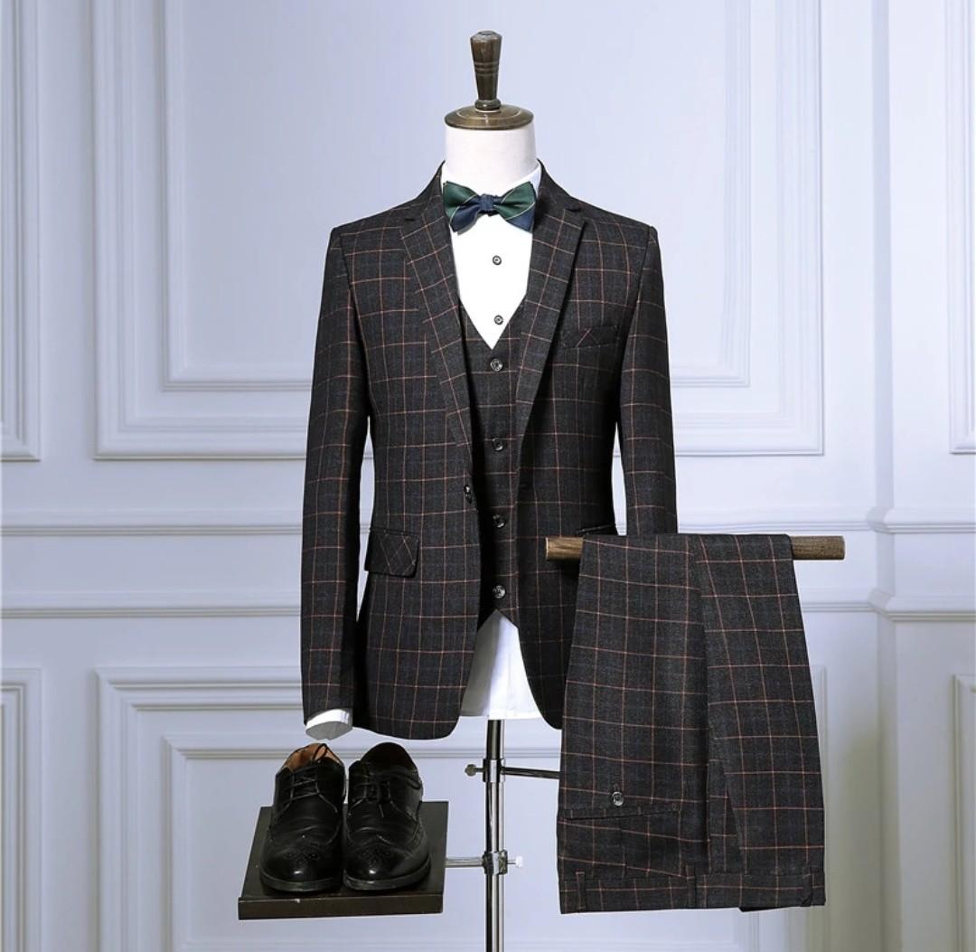 Red check deals coat pant