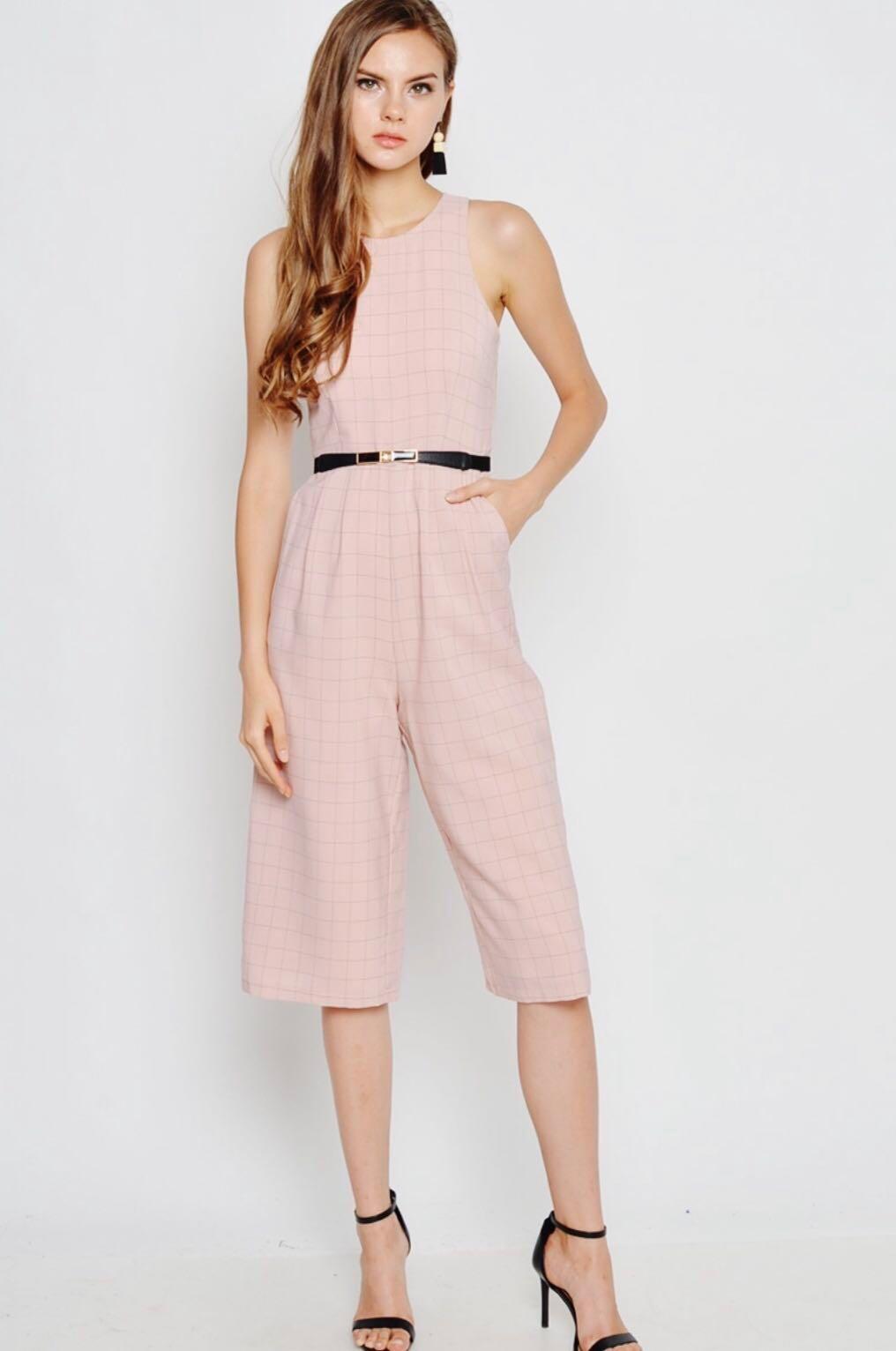 pink checkered jumpsuit