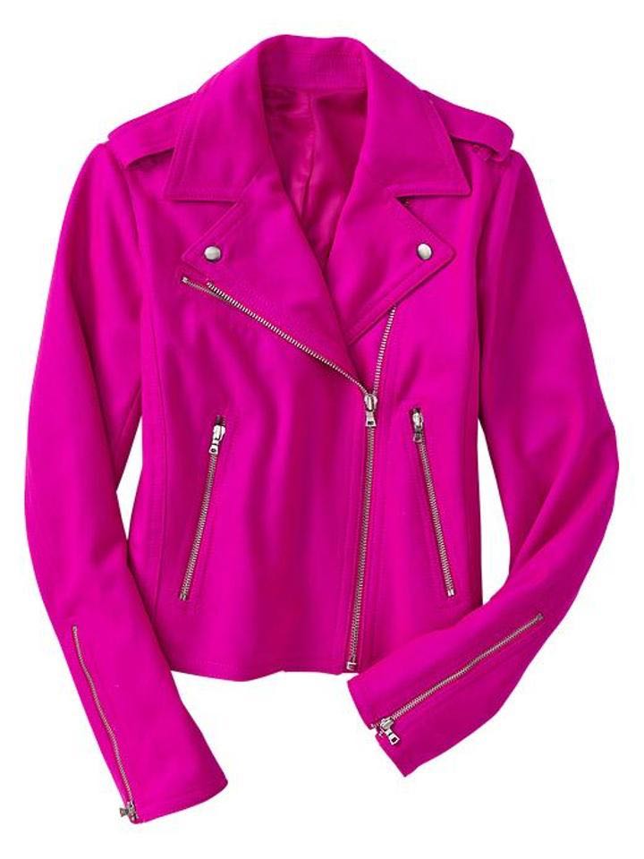 Woolen Moto Jacket In Hot Pink Women S Fashion Clothes Outerwear Photo