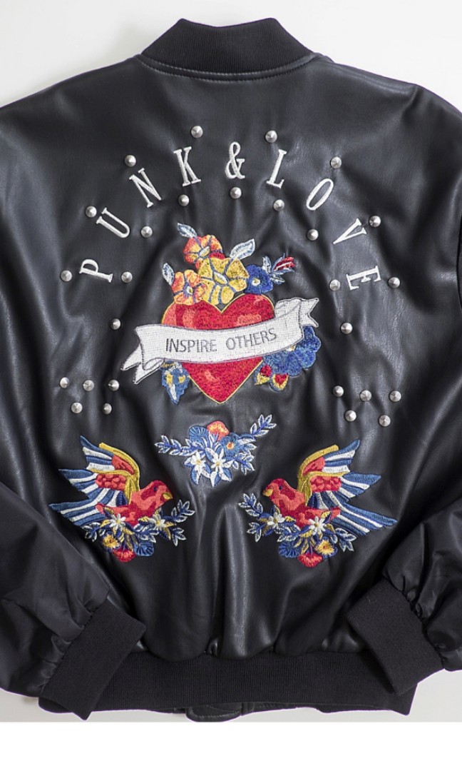 Zara Uk Punk Love Faux Leather Jacket Men S Fashion Clothes Tops Photo