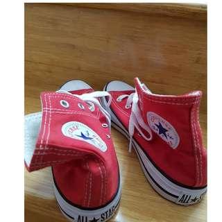 Converse red hi-tops size 8