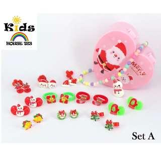 SURPRISE GIFT INCLUDED 21-pcs Christmas Theme Hair Accessories set/ Jewelry Gift Set for Baby Kids Children Girl A006