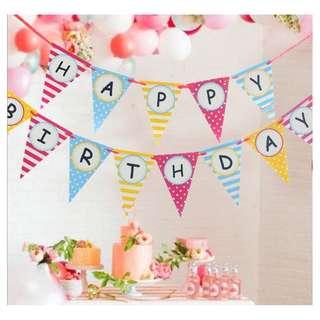 Happy Birthday Flag Bunting Flag Banner Triangle for Birthday Party Decoration