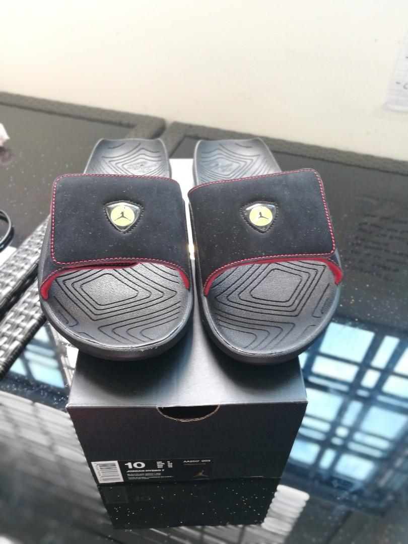 black and yellow jordan slides